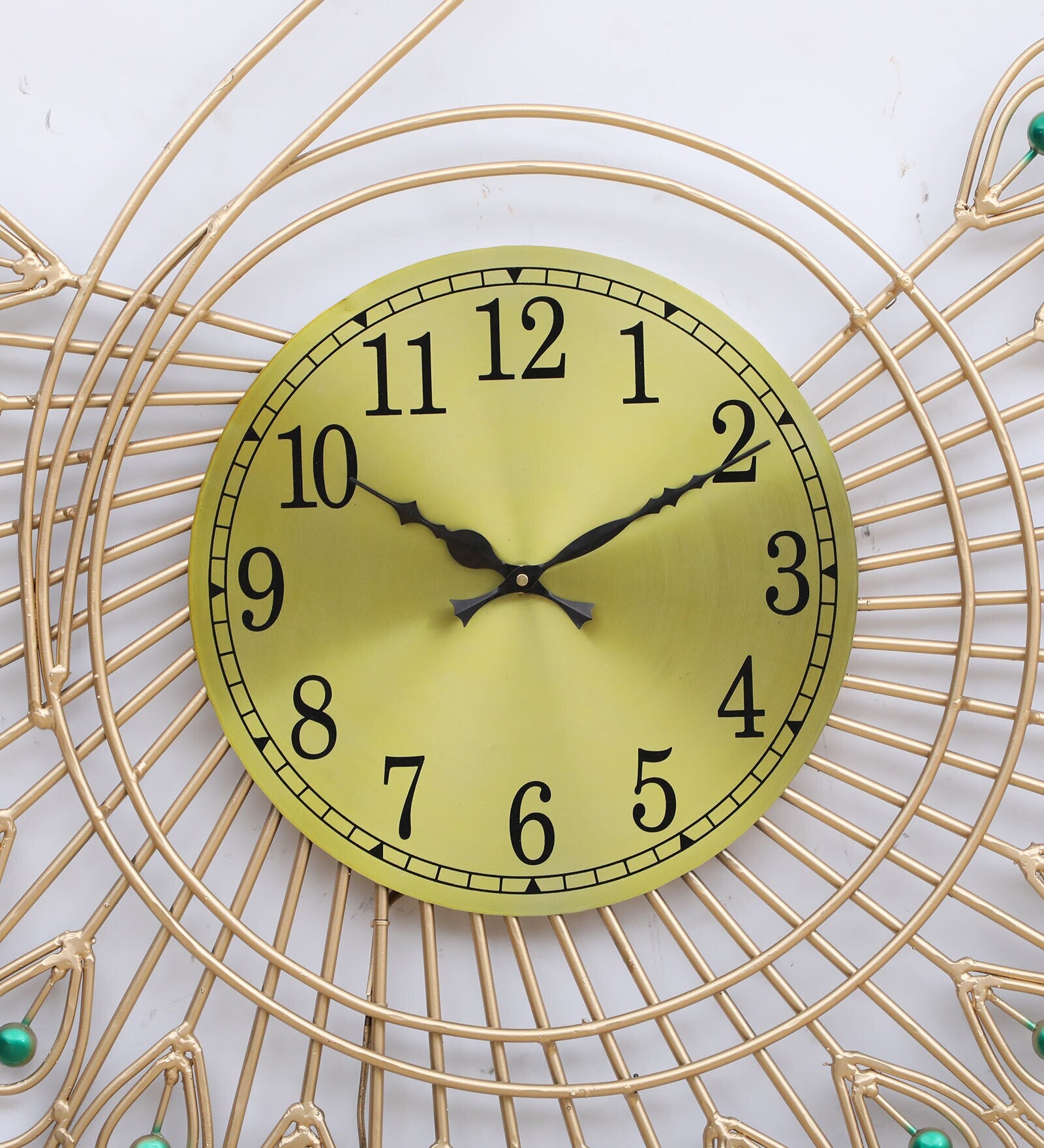 Elegant Peacock Metal Wall Clock with LED Light