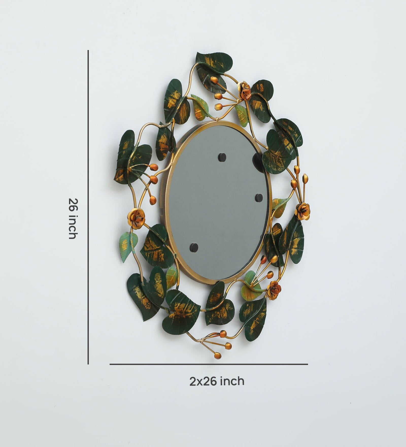 Elegant Leaf & Flower Metal Wall Mirror (26x26 inch)