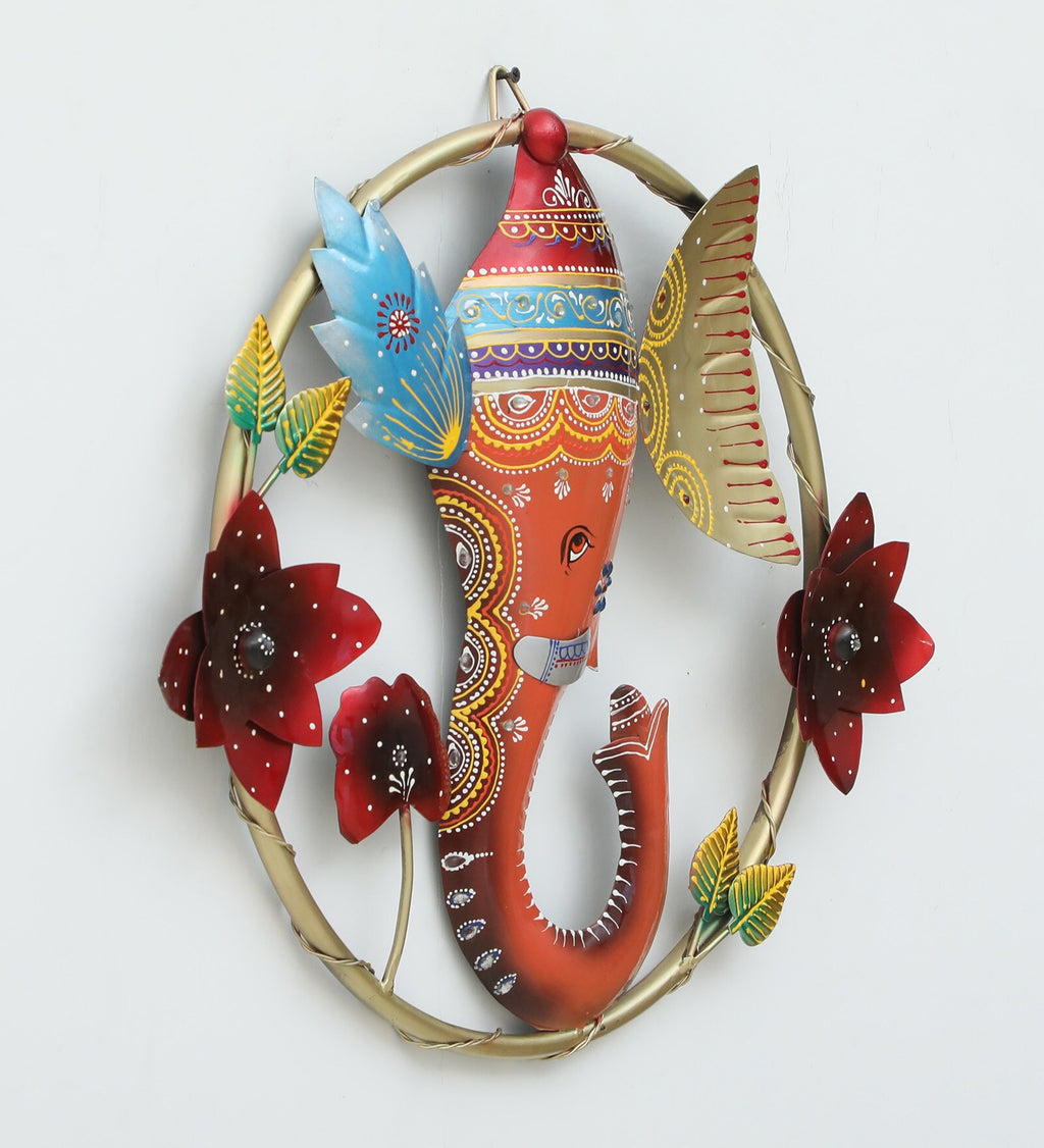 Vibrant Lord Ganesha Metal Wall Art – 54 cm
