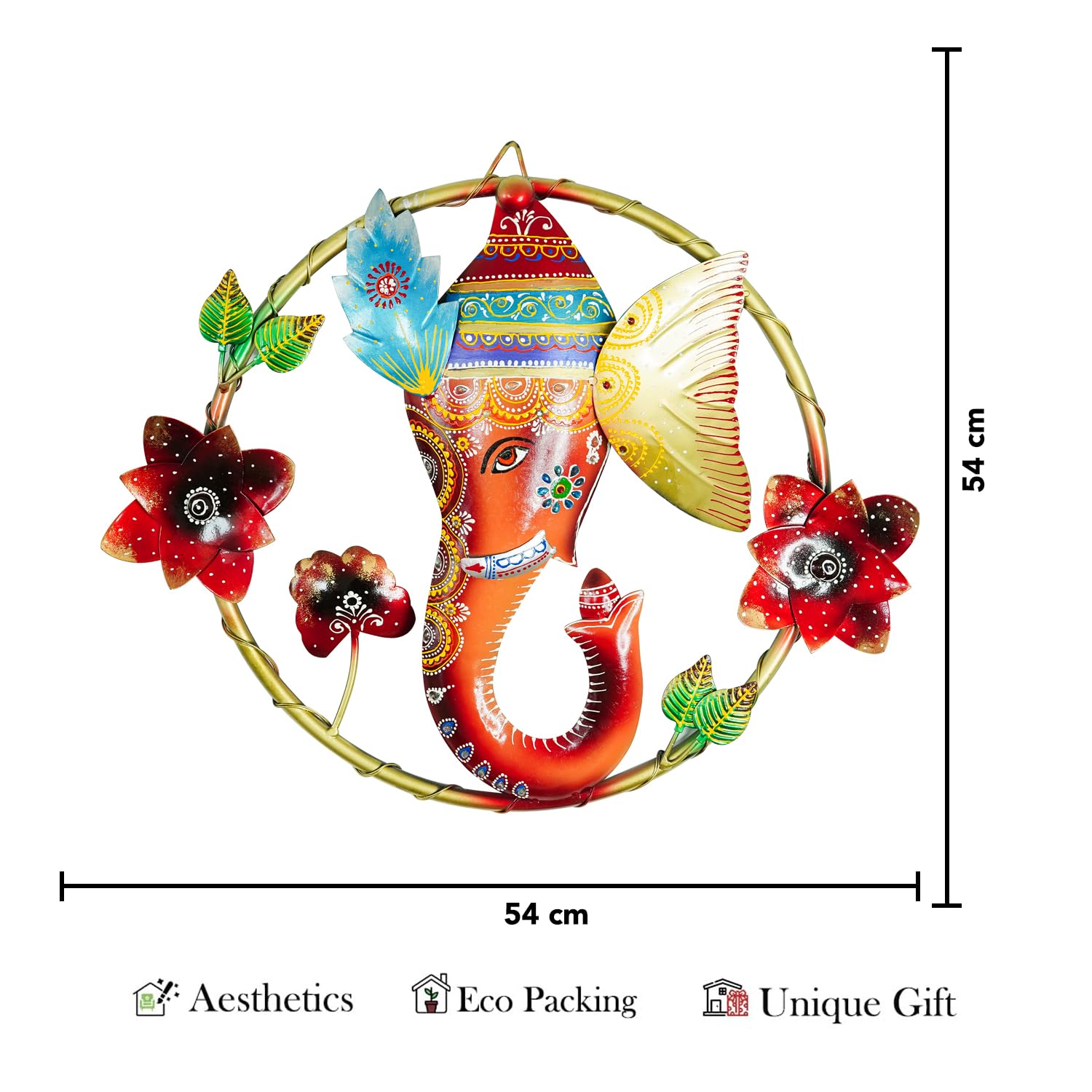 Vibrant Lord Ganesha Metal Wall Art – 54 cm