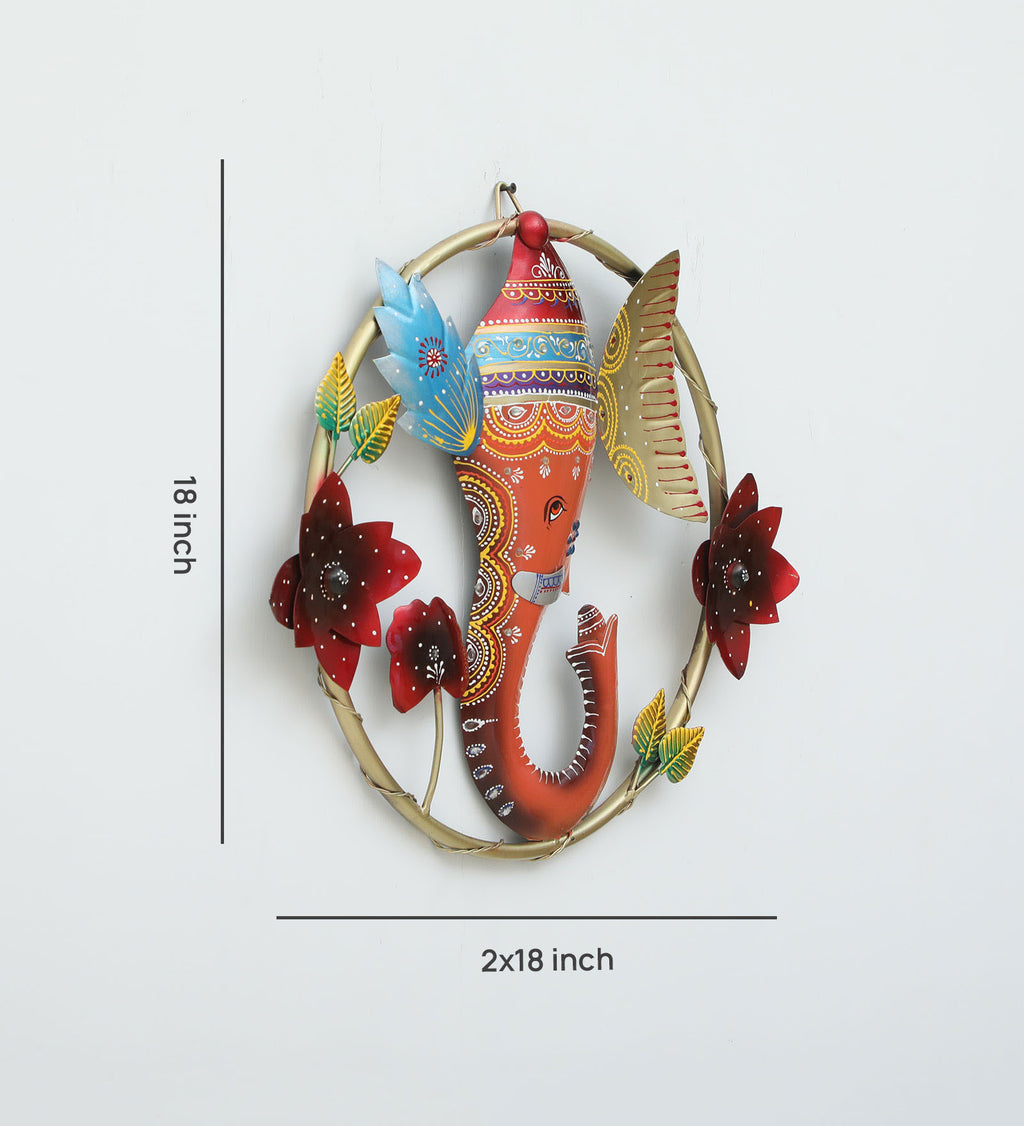 Vibrant Lord Ganesha Metal Wall Art – 54 cm