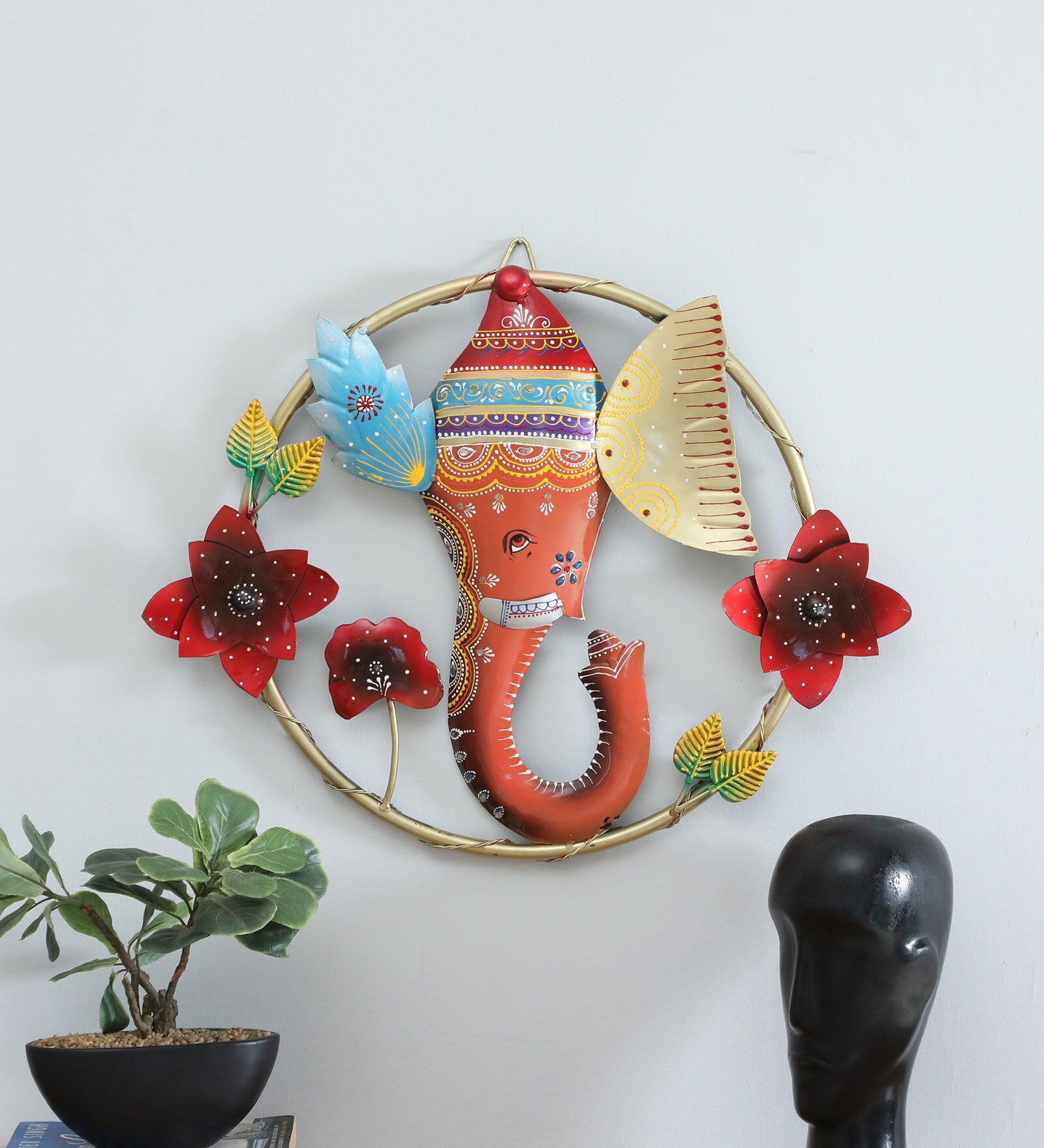 Vibrant Lord Ganesha Metal Wall Art – 54 cm