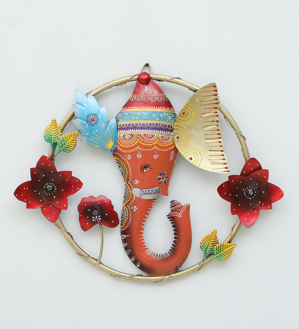 Vibrant Lord Ganesha Metal Wall Art – 54 cm