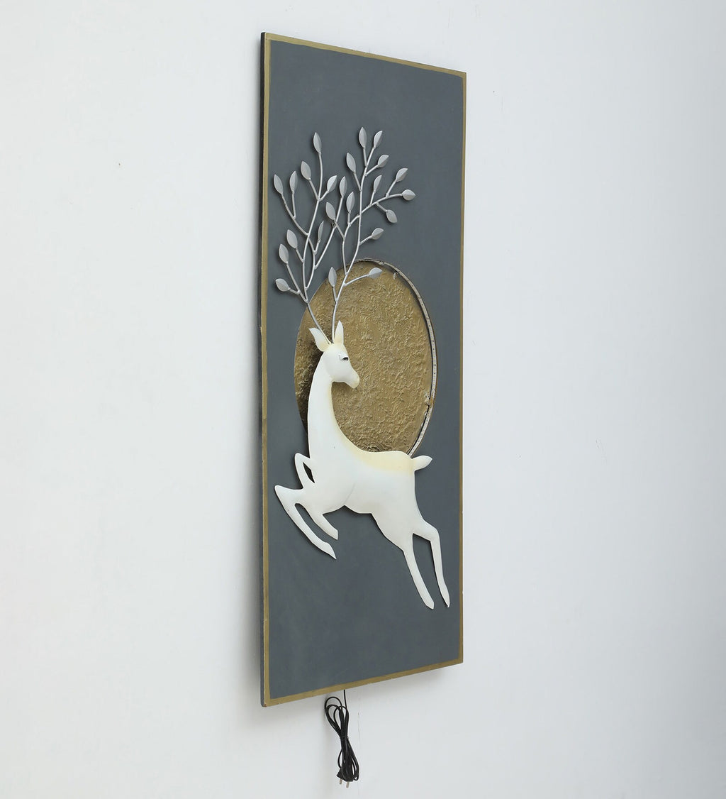 Elegant Deer Metal Wall Art with LED Backlight