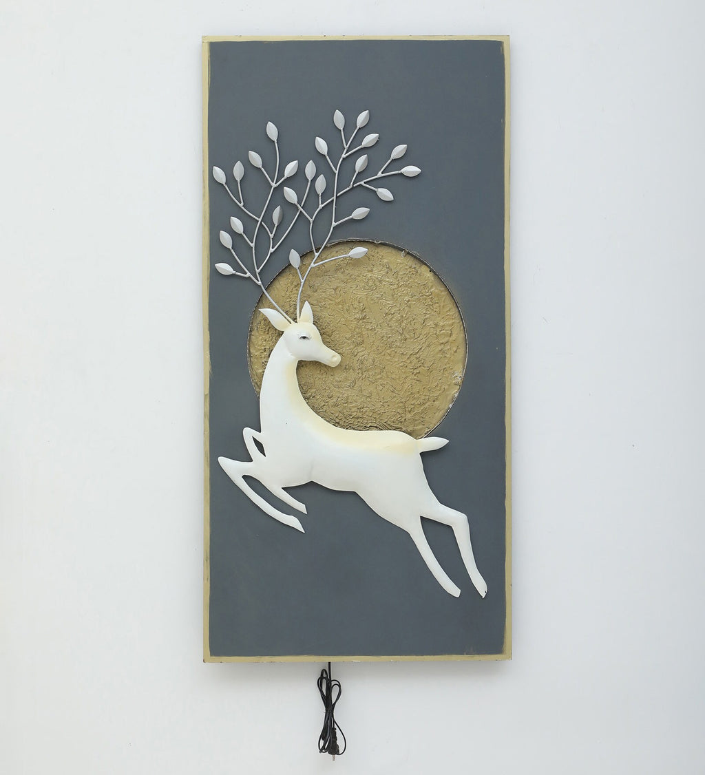 Elegant Deer Metal Wall Art with LED Backlight