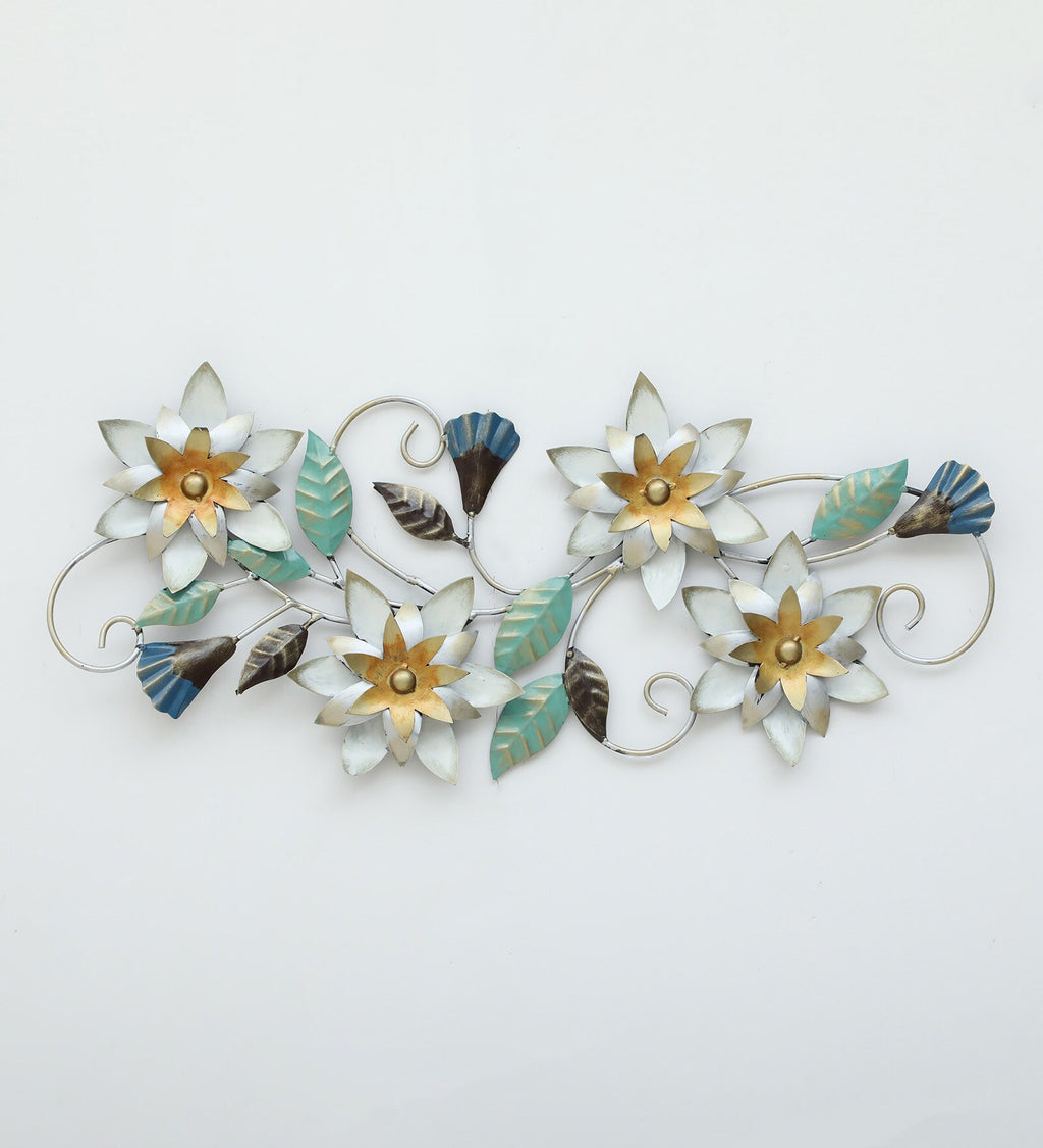 Elegant Floral Symphony Metal Wall Art (29x14 inch)