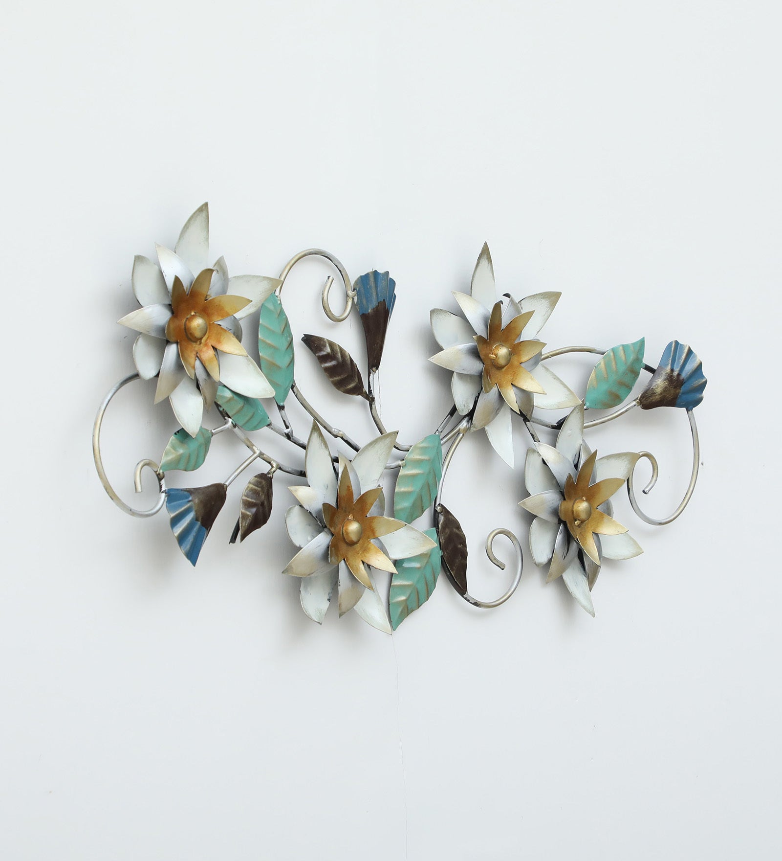 Elegant Floral Symphony Metal Wall Art (29x14 inch)