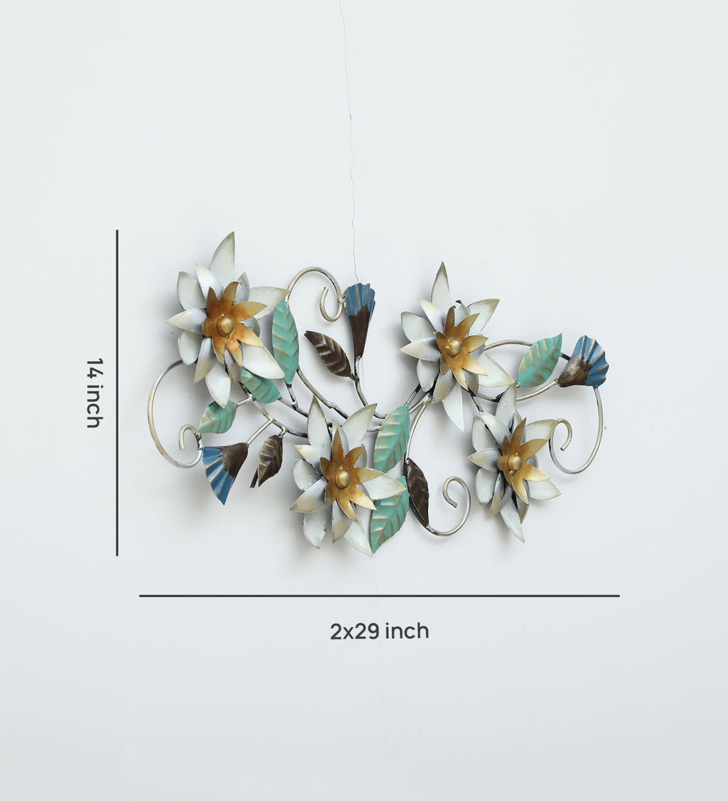 Elegant Floral Symphony Metal Wall Art (29x14 inch)