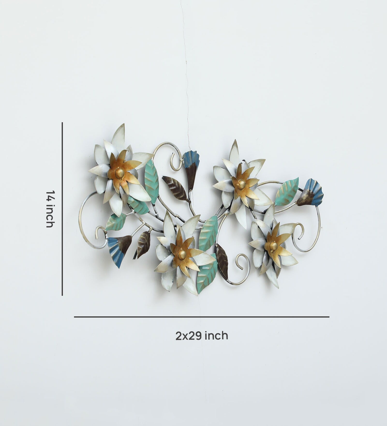 Elegant Floral Symphony Metal Wall Art (29x14 inch)