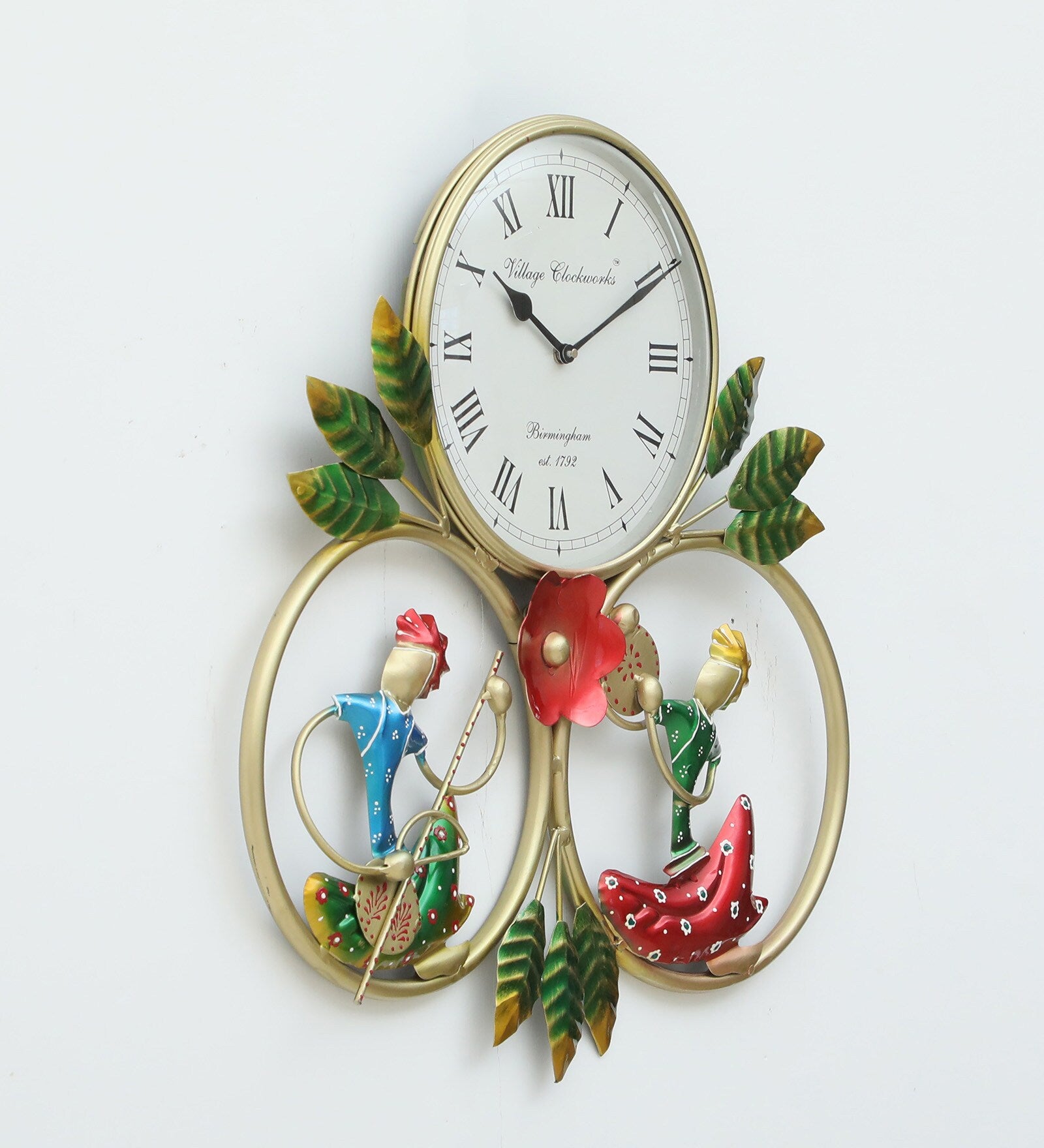 Folk Musician Metal Wall Clock – Artistic Handmade Decor