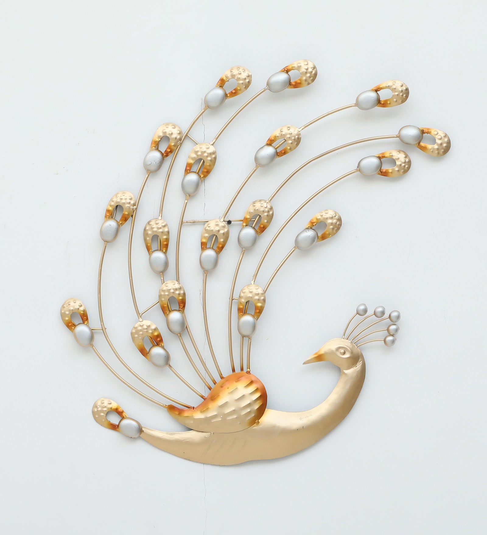 Golden Peacock Metal Wall Art (30 x 24 Inch)