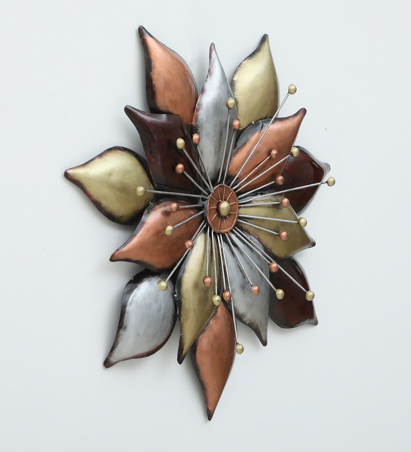 Radiant Metallic Flower Wall Art (28 x 28 Inches)