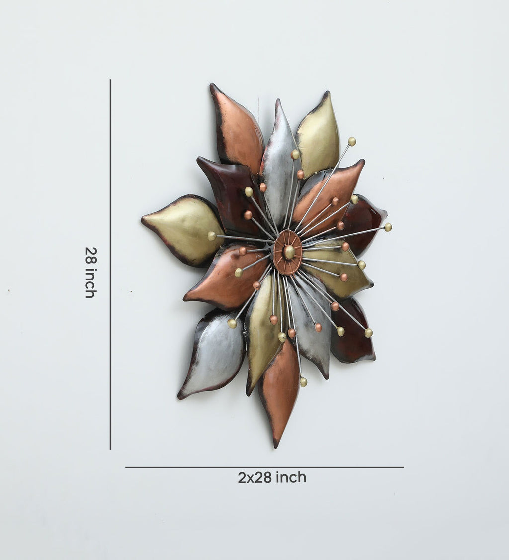 Radiant Metallic Flower Wall Art (28 x 28 Inches)