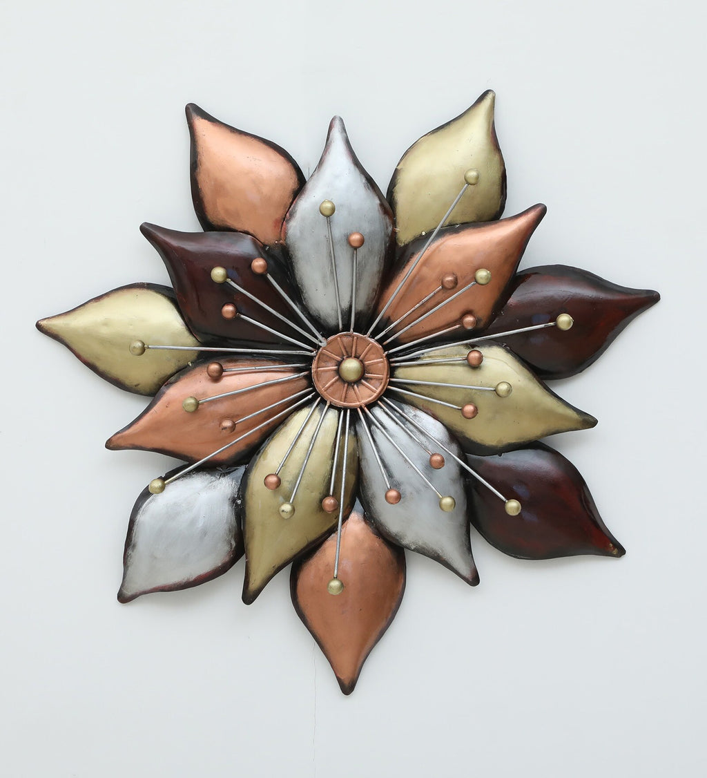 Radiant Metallic Flower Wall Art (28 x 28 Inches)