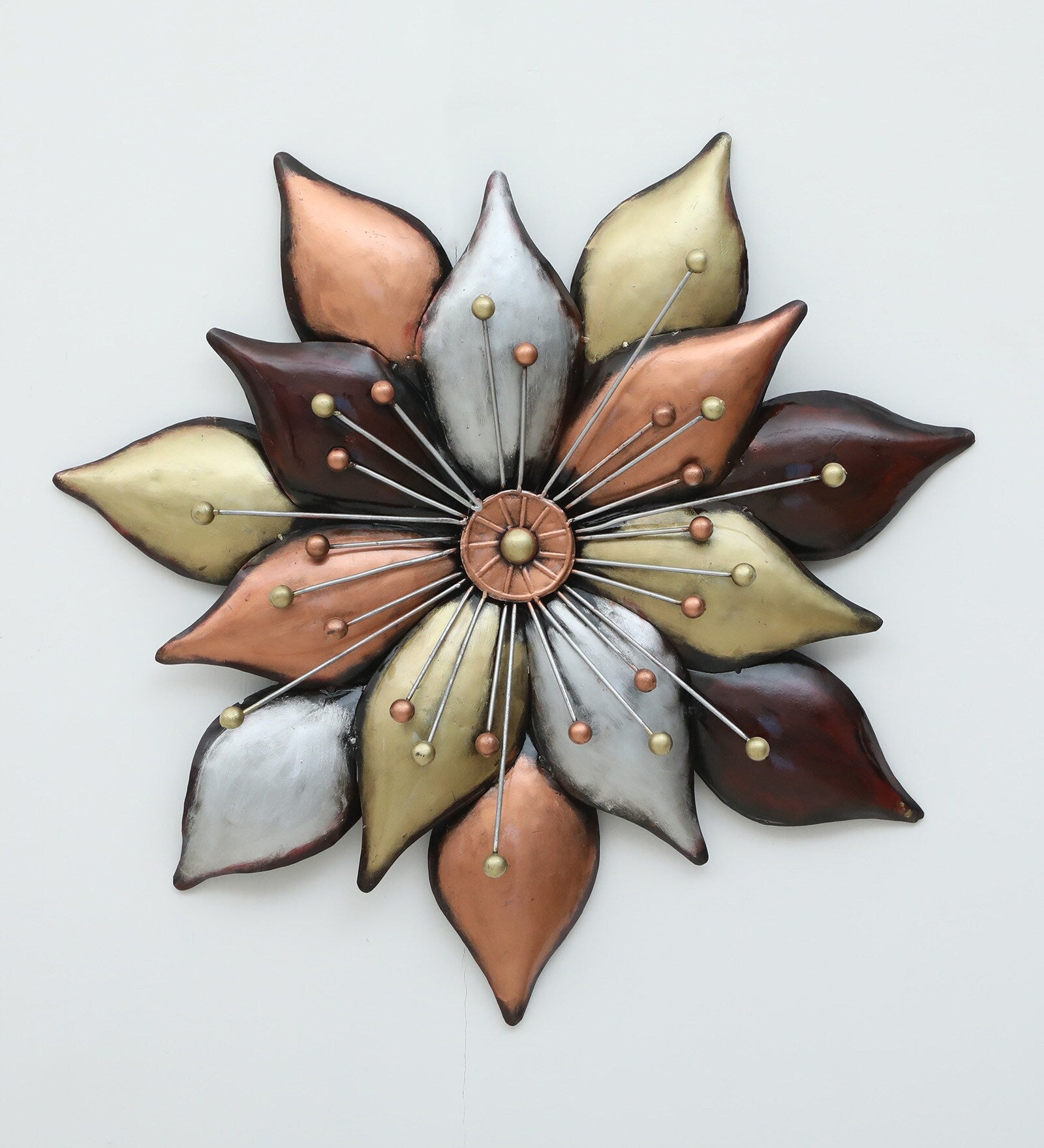 Radiant Metallic Flower Wall Art (28 x 28 Inches)