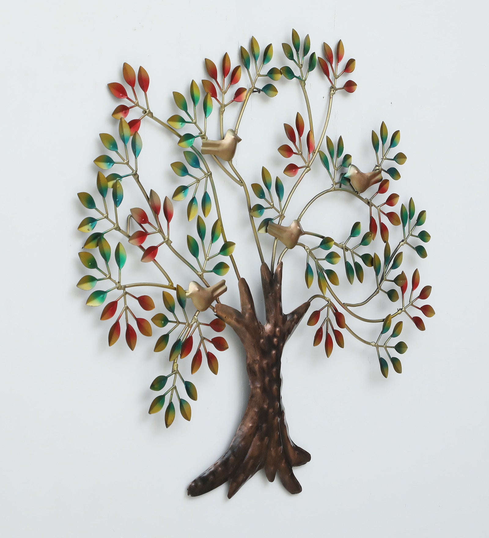 Vibrant Metal Tree Wall Art with Birds – 29x35 Inch