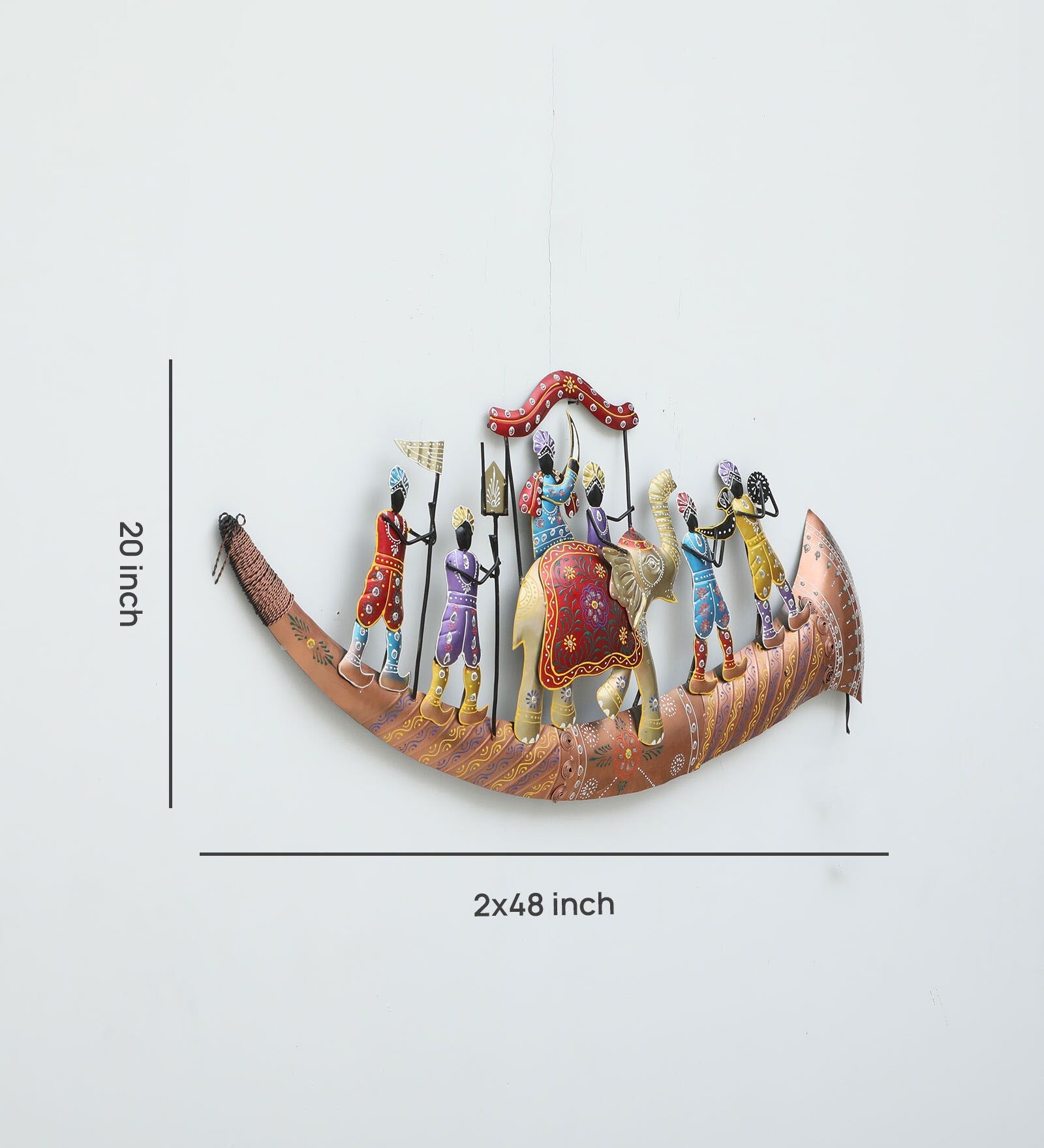 Royal Elephant Procession Metal Wall Art with LED