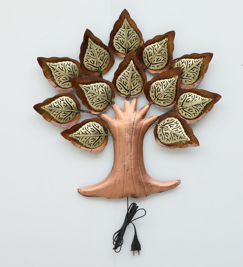 Golden Tree of Light Metal Wall Art