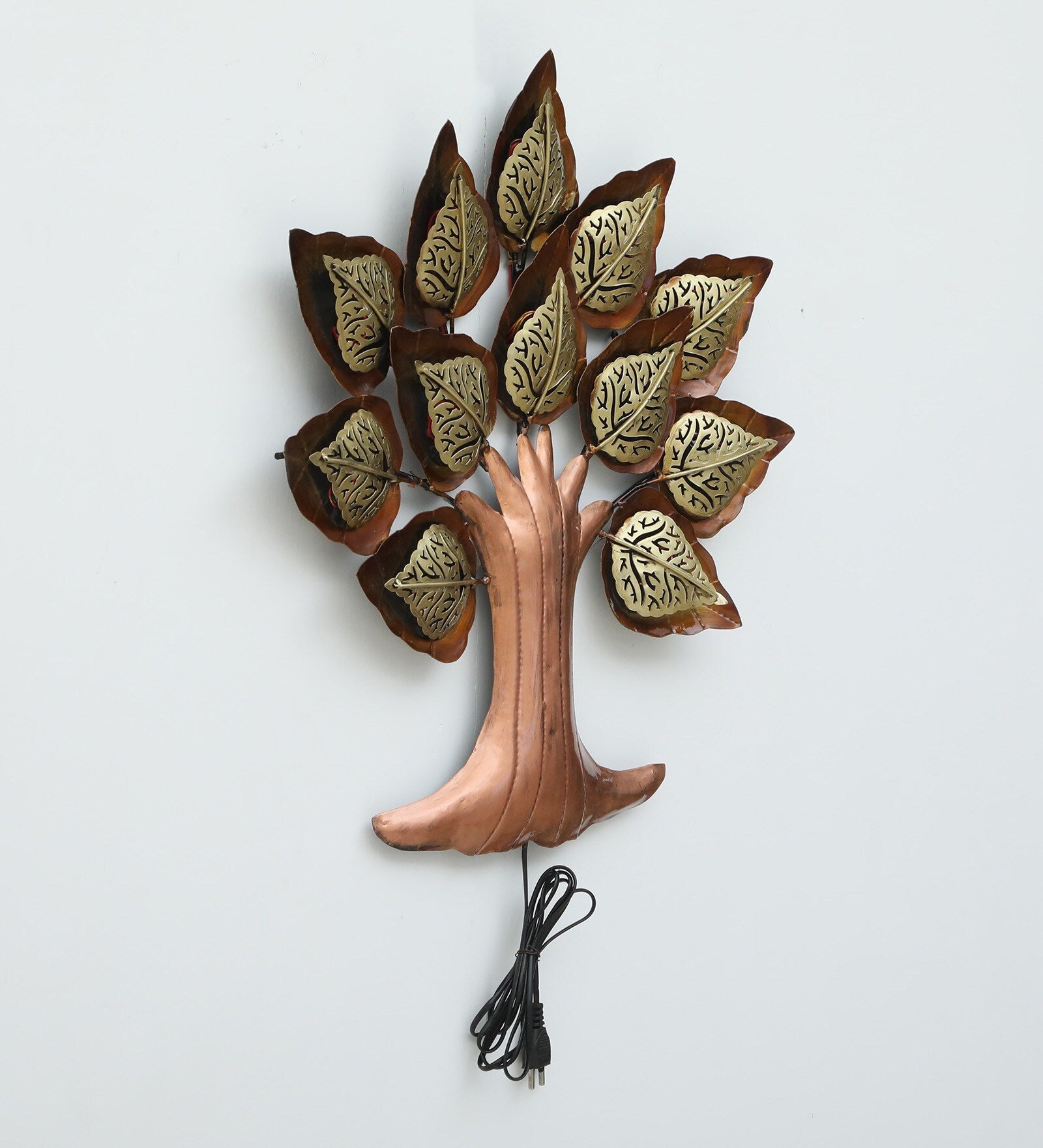 Golden Tree of Light Metal Wall Art