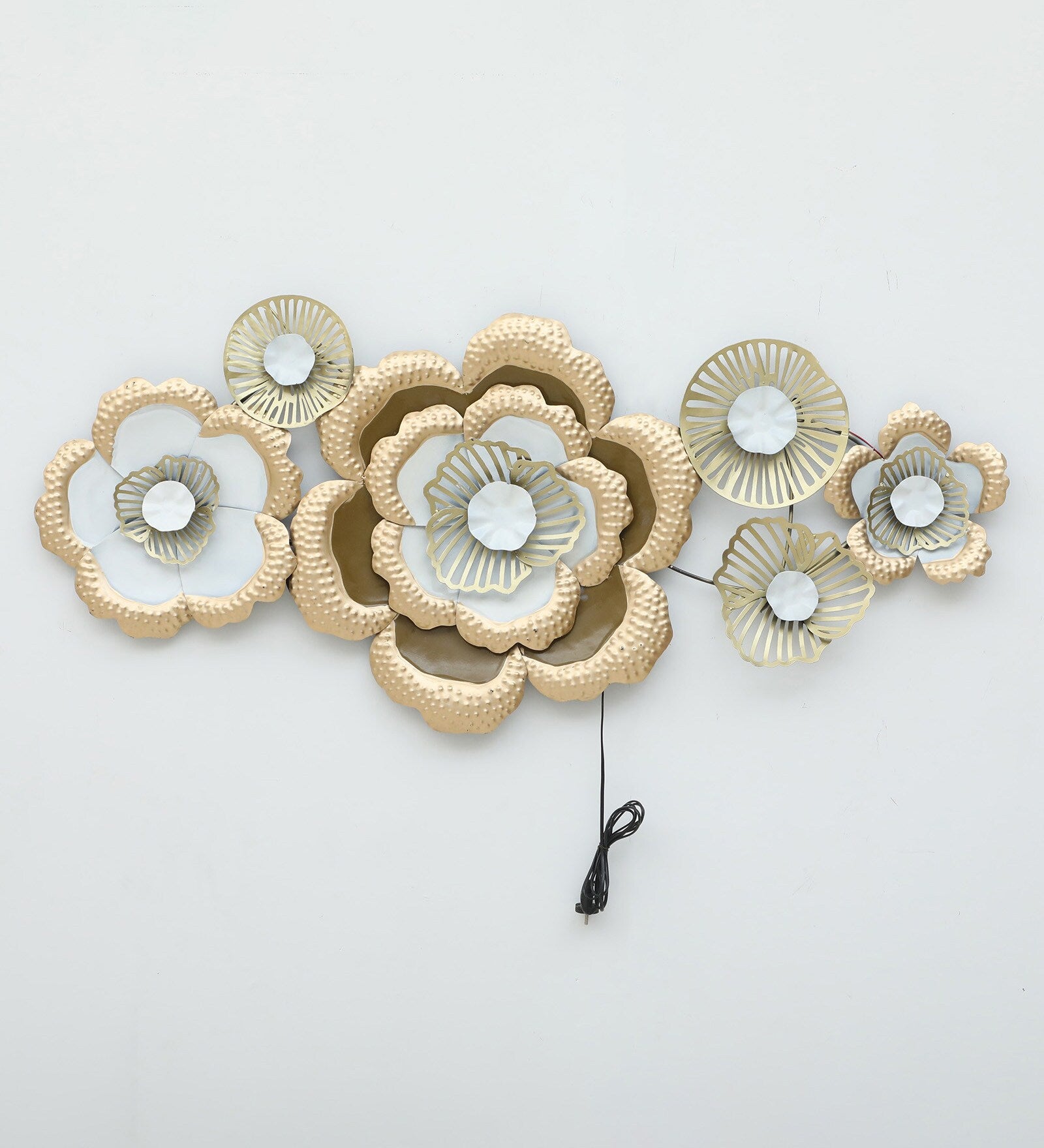 Golden Blossom Radiance Metal Wall Art with LED