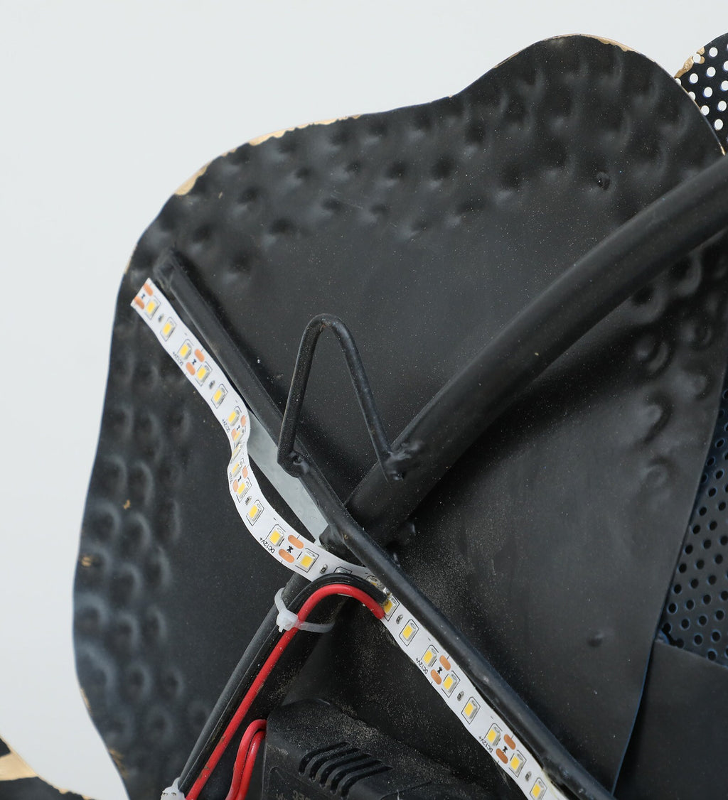 Elegant Blue & Gold Floral Metal Wall Art with LED Lights (51 x 26 Inch)