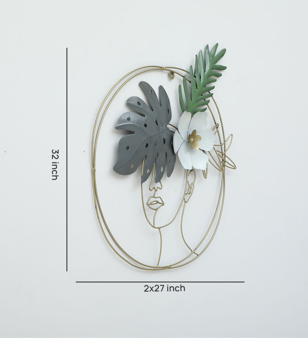 Abstract Floral Face Metal Wall Art (27x32 Inch)