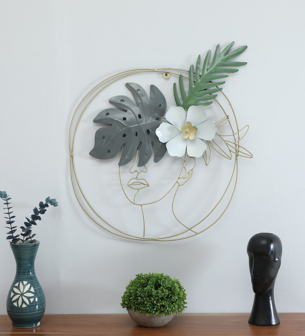 Abstract Floral Face Metal Wall Art (27x32 Inch)