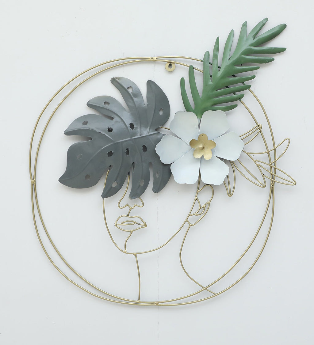 Abstract Floral Face Metal Wall Art (27x32 Inch)