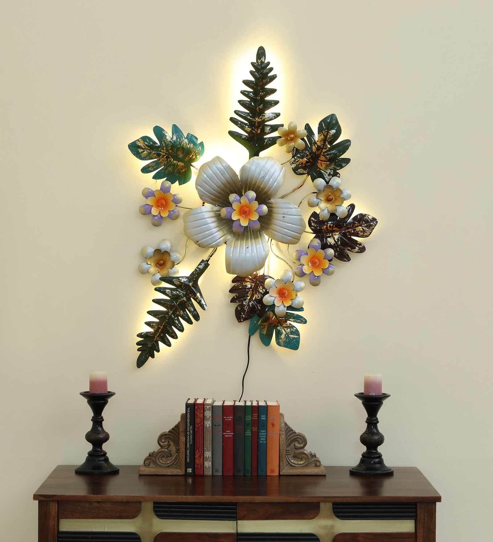Radiant Bloom Metal Wall Art with LED Light