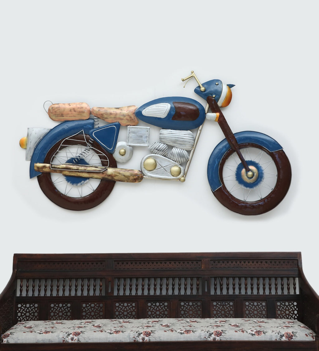 Vintage Blue Metal Bike Wall Art (40x72 Inches)