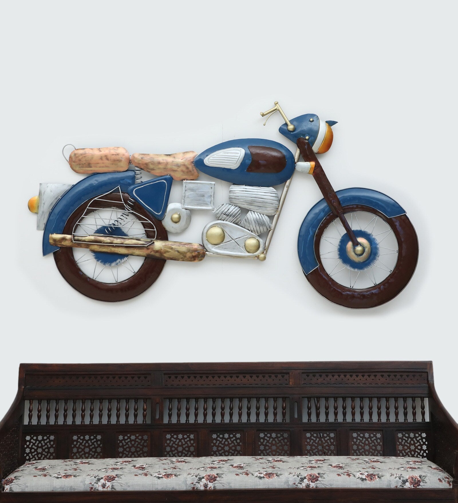 Vintage Blue Metal Bike Wall Art (40x72 Inches)