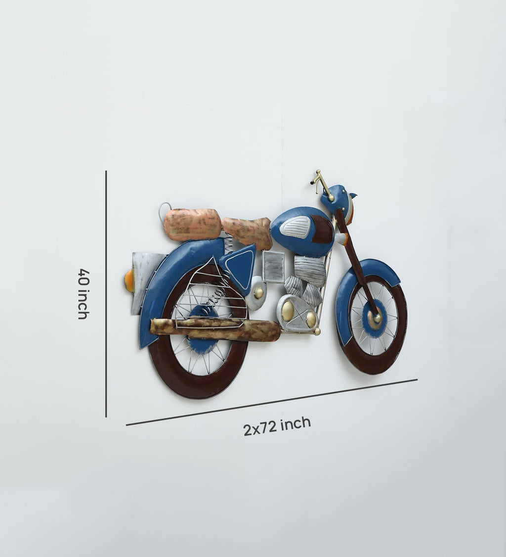 Vintage Blue Metal Bike Wall Art (40x72 Inches)