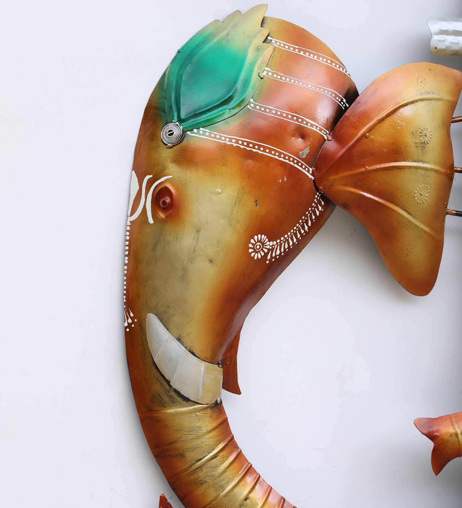 Divine Ganesha with Veena Metal Wall Art