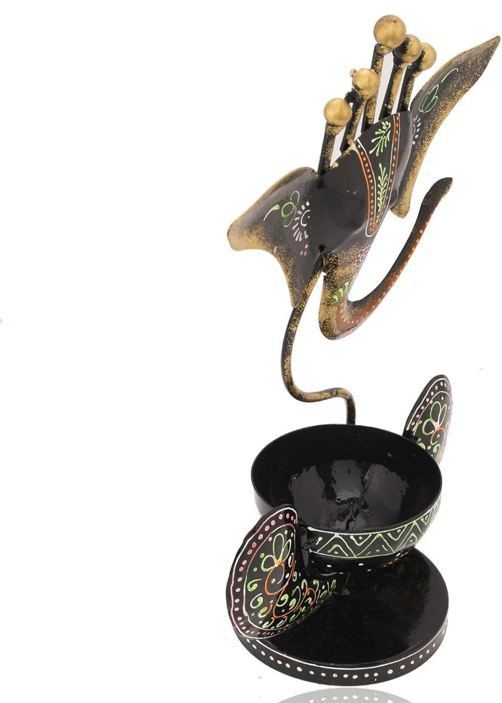 Handcrafted Metal Ganesha Tea Light Holder | Decorative Showpiece (27cm x 9cm)