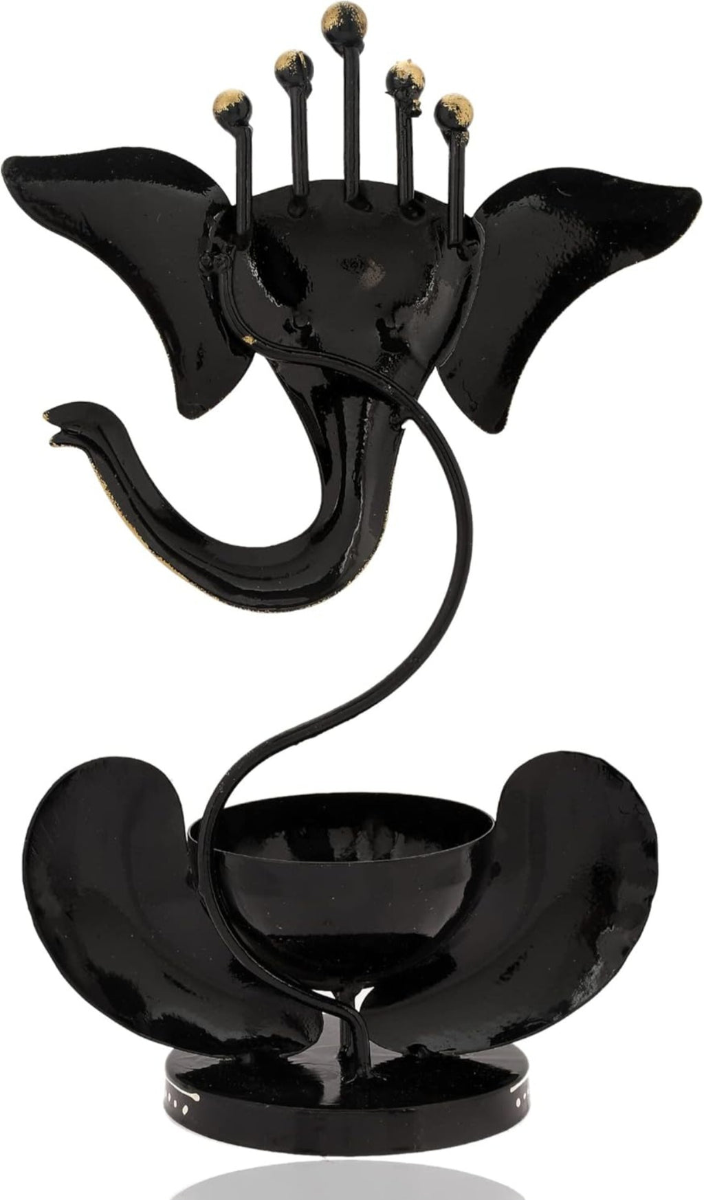 Handcrafted Metal Ganesha Tea Light Holder | Decorative Showpiece (27cm x 9cm)