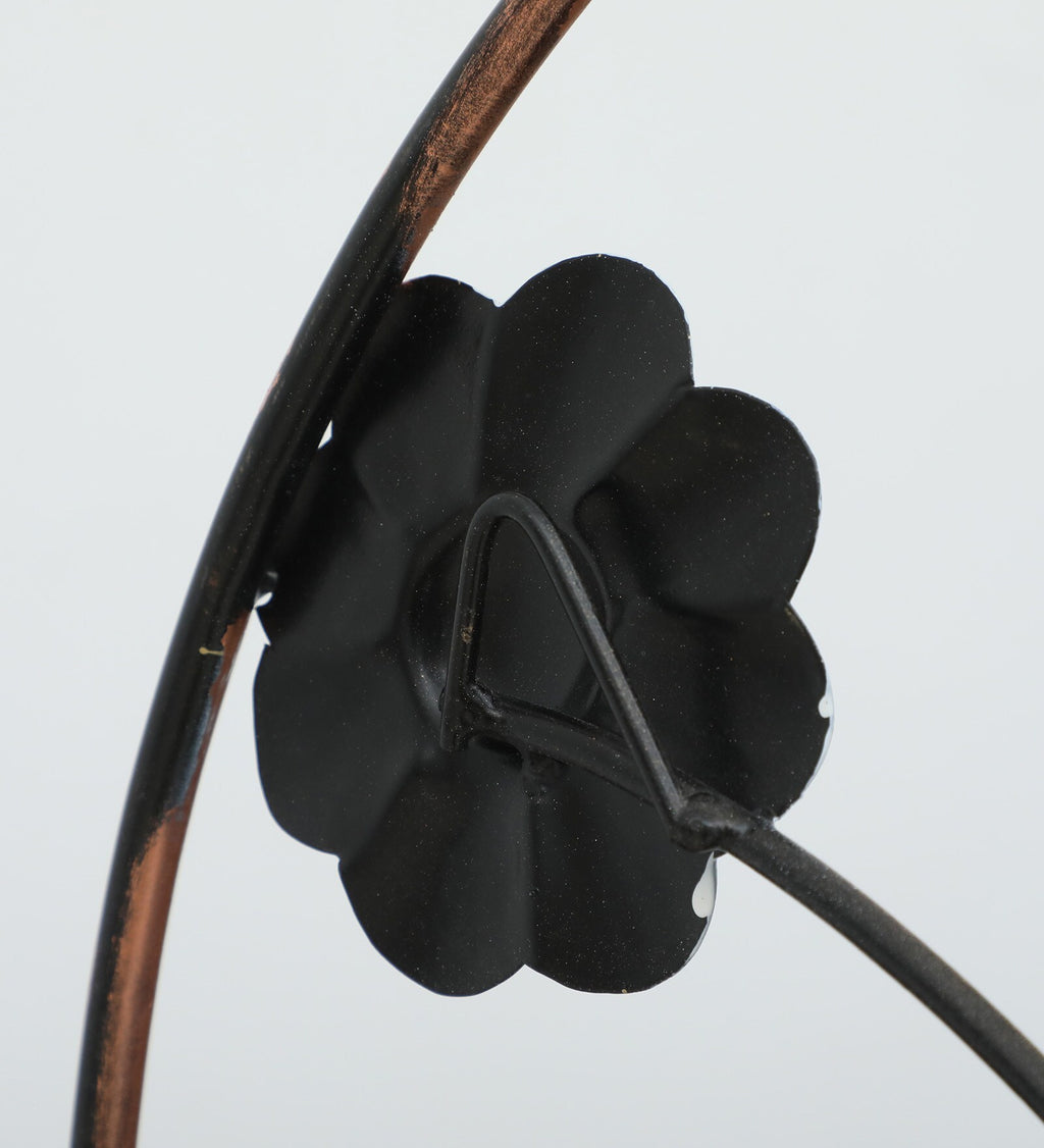 Elegant Floral Metal Wall Art – Copper & White Bloom Design