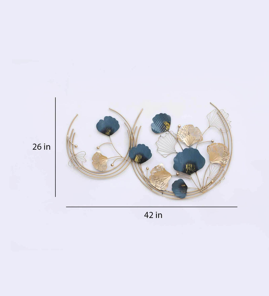 Golden Bloom Dual Circle Metal Wall Art with LED Light