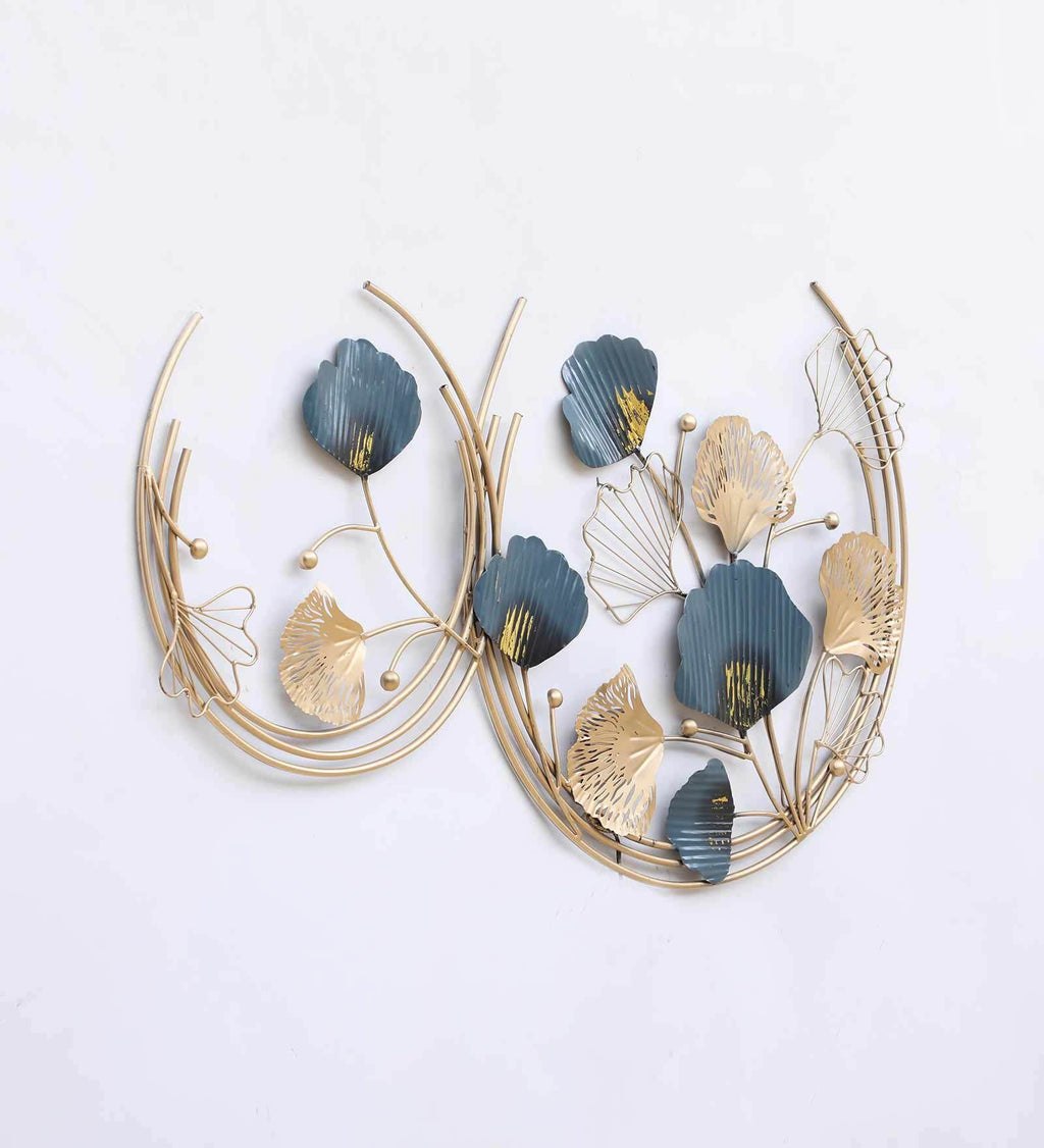 Golden Bloom Dual Circle Metal Wall Art with LED Light
