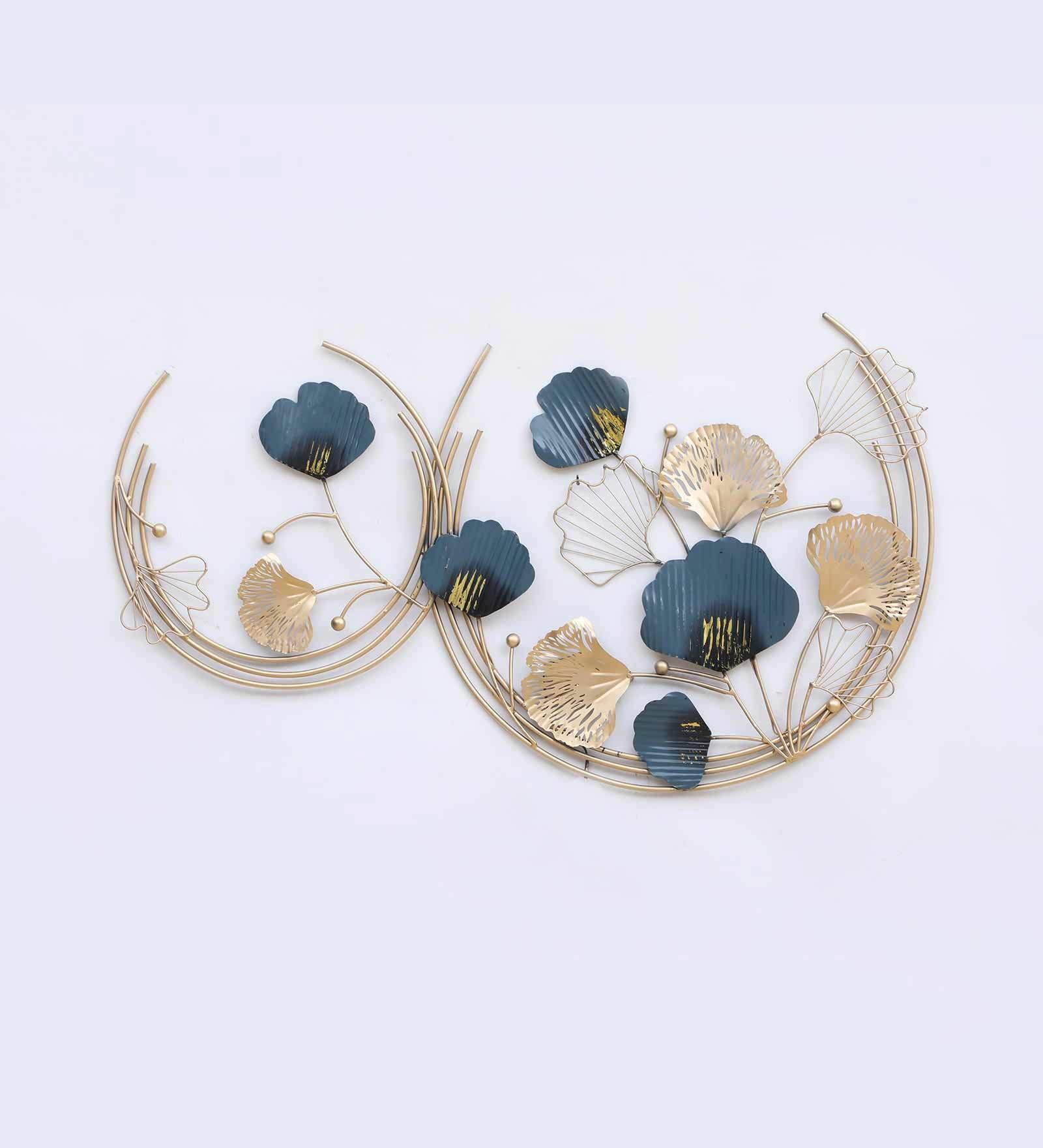 Golden Bloom Dual Circle Metal Wall Art with LED Light