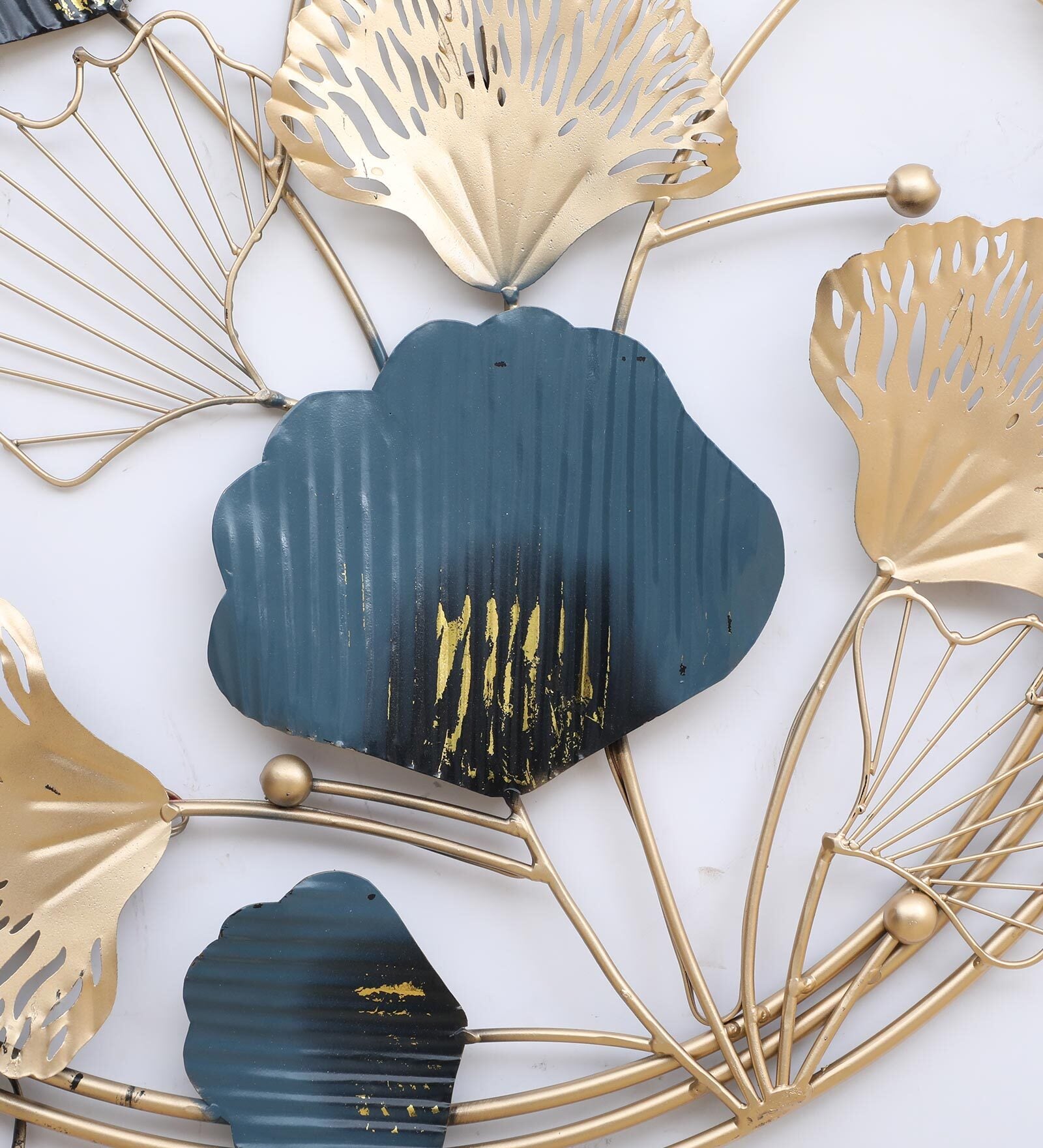 Golden Bloom Dual Circle Metal Wall Art with LED Light