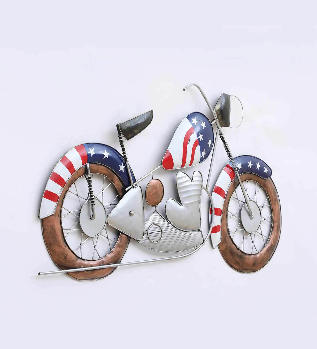 Patriotic Motorcycle Metal Wall Art