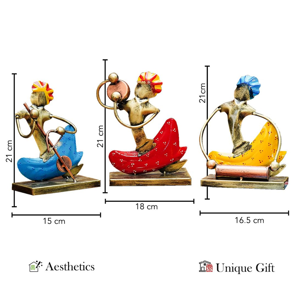 Vibrant Musician Figurine Set – Handcrafted Metal Art Decor (Set of 3)