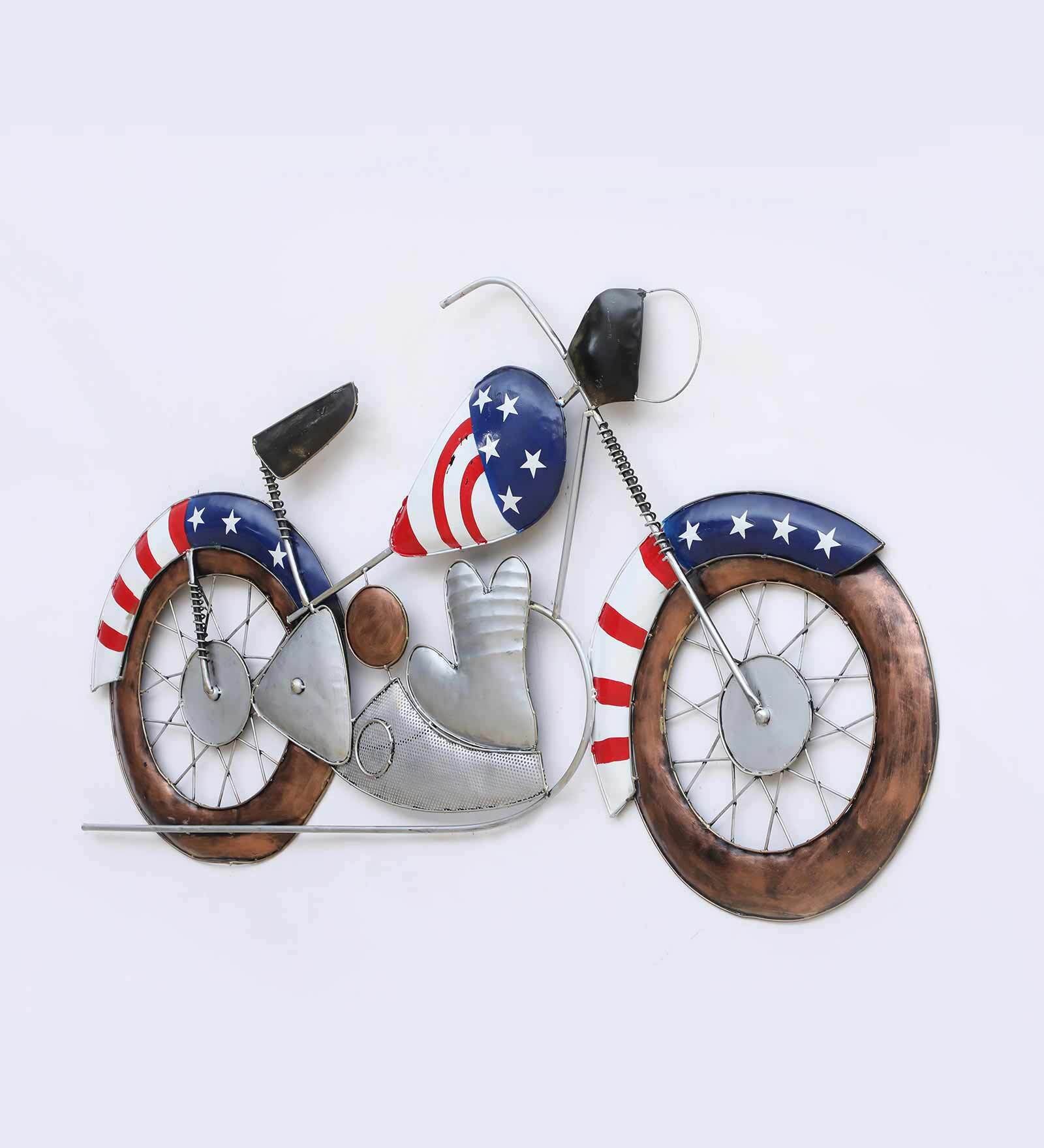 Patriotic Motorcycle Metal Wall Art