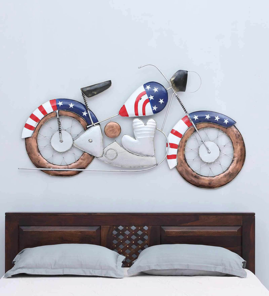 Patriotic Motorcycle Metal Wall Art