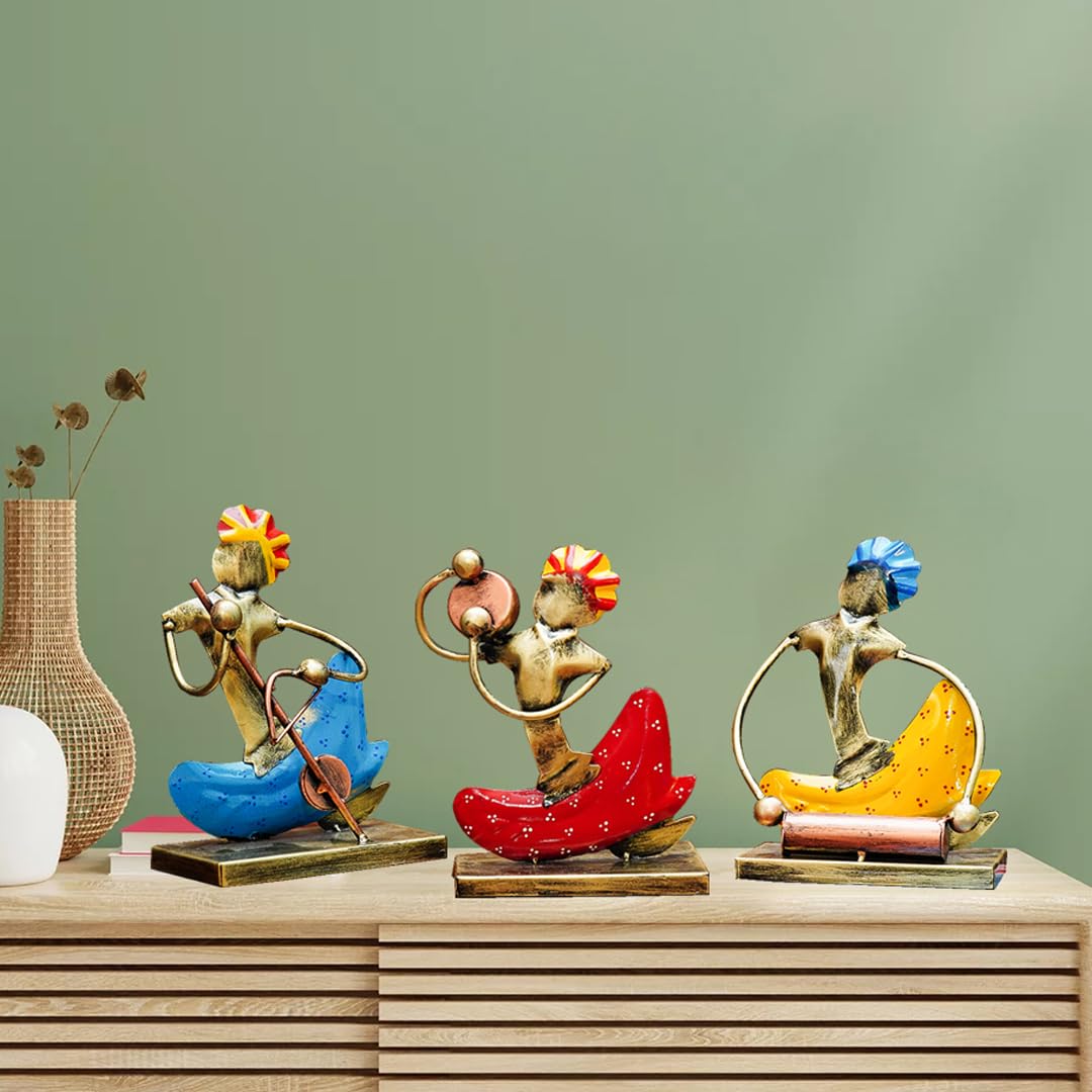 Vibrant Musician Figurine Set – Handcrafted Metal Art Decor (Set of 3)