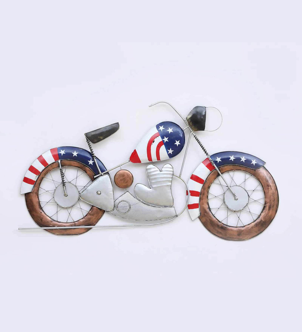 Patriotic Motorcycle Metal Wall Art