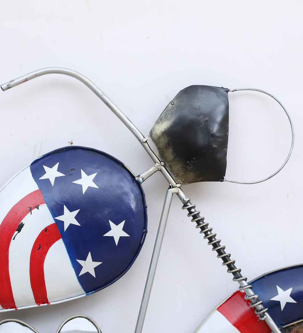 Patriotic Motorcycle Metal Wall Art