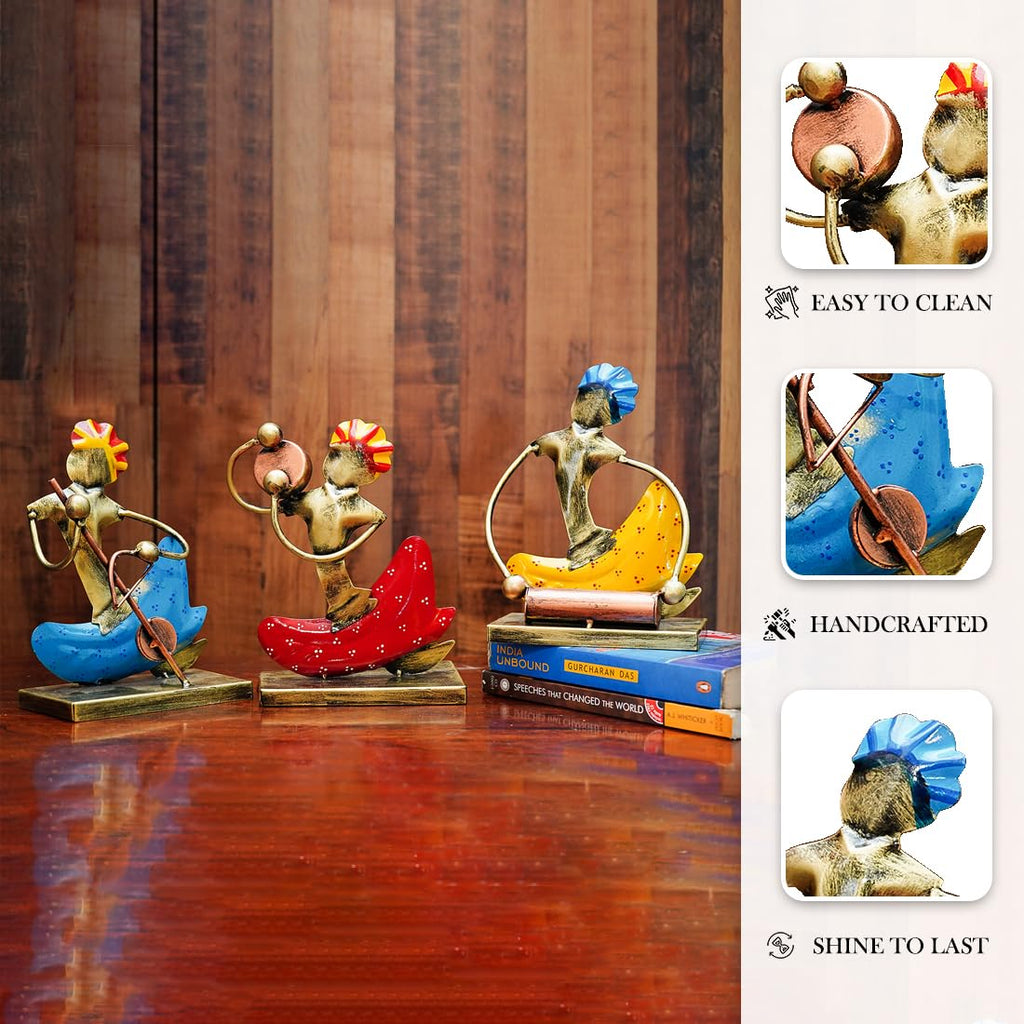 Vibrant Musician Figurine Set – Handcrafted Metal Art Decor (Set of 3)