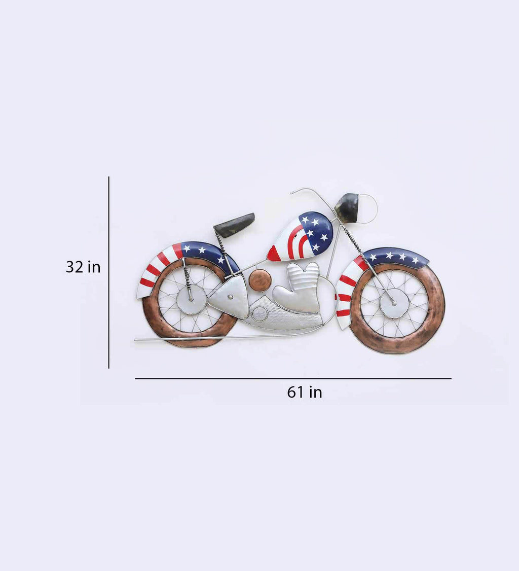 Patriotic Motorcycle Metal Wall Art