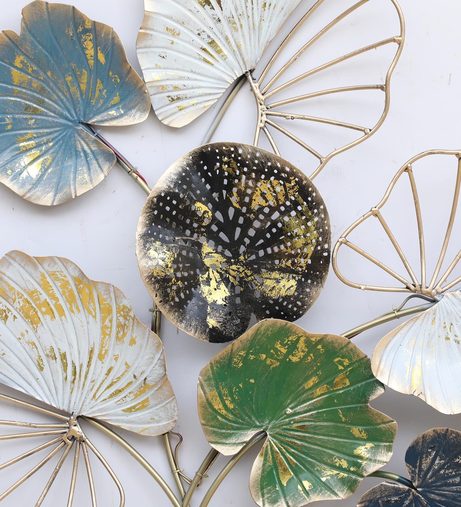 Golden Lotus Leaf LED Wall Art